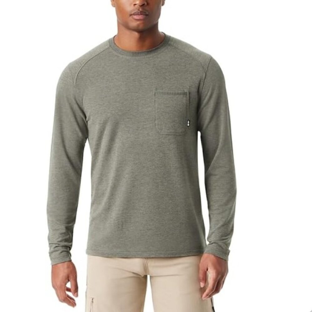 Bass Outdoor Deep Depths Long-Sleeve Crewneck Shirt L  Gray NWT 6286